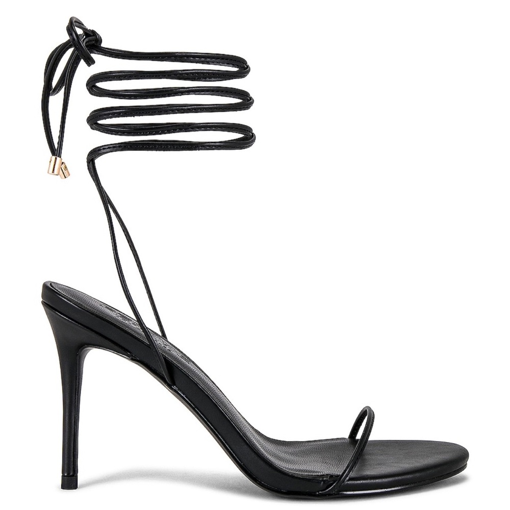 FEMME LA Chic Black Lace-Up Heels
